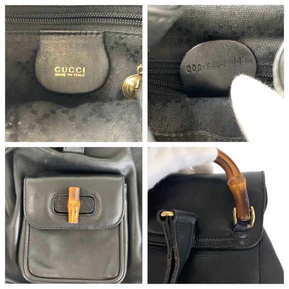 GUCCI Bamboo Black Gold Hardware Leather Backpack - Picture 4 of 10